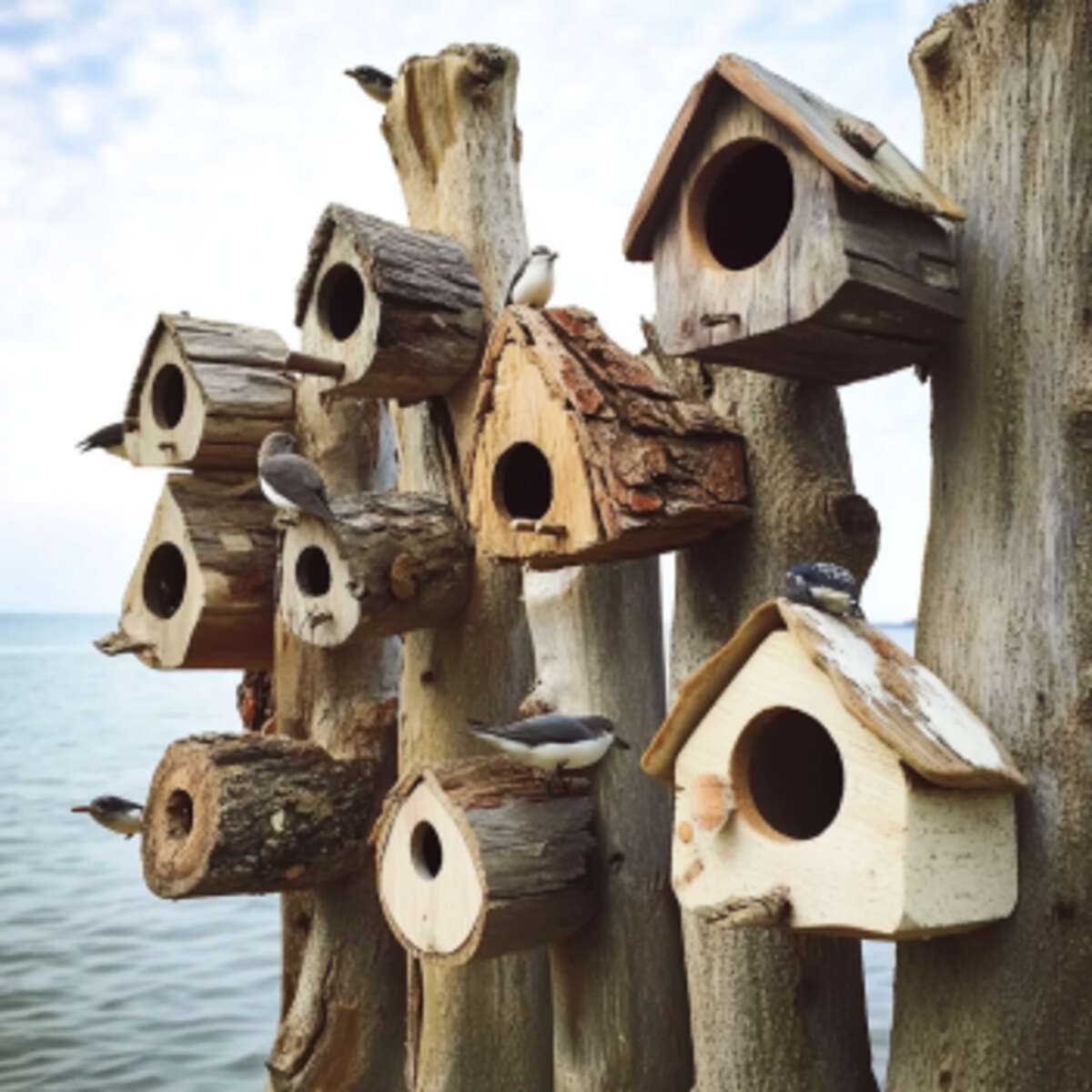 Driftwood birdhouses