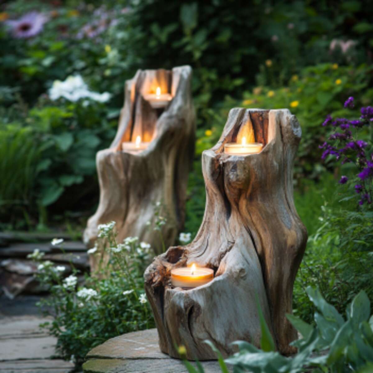 Driftwood candle holders