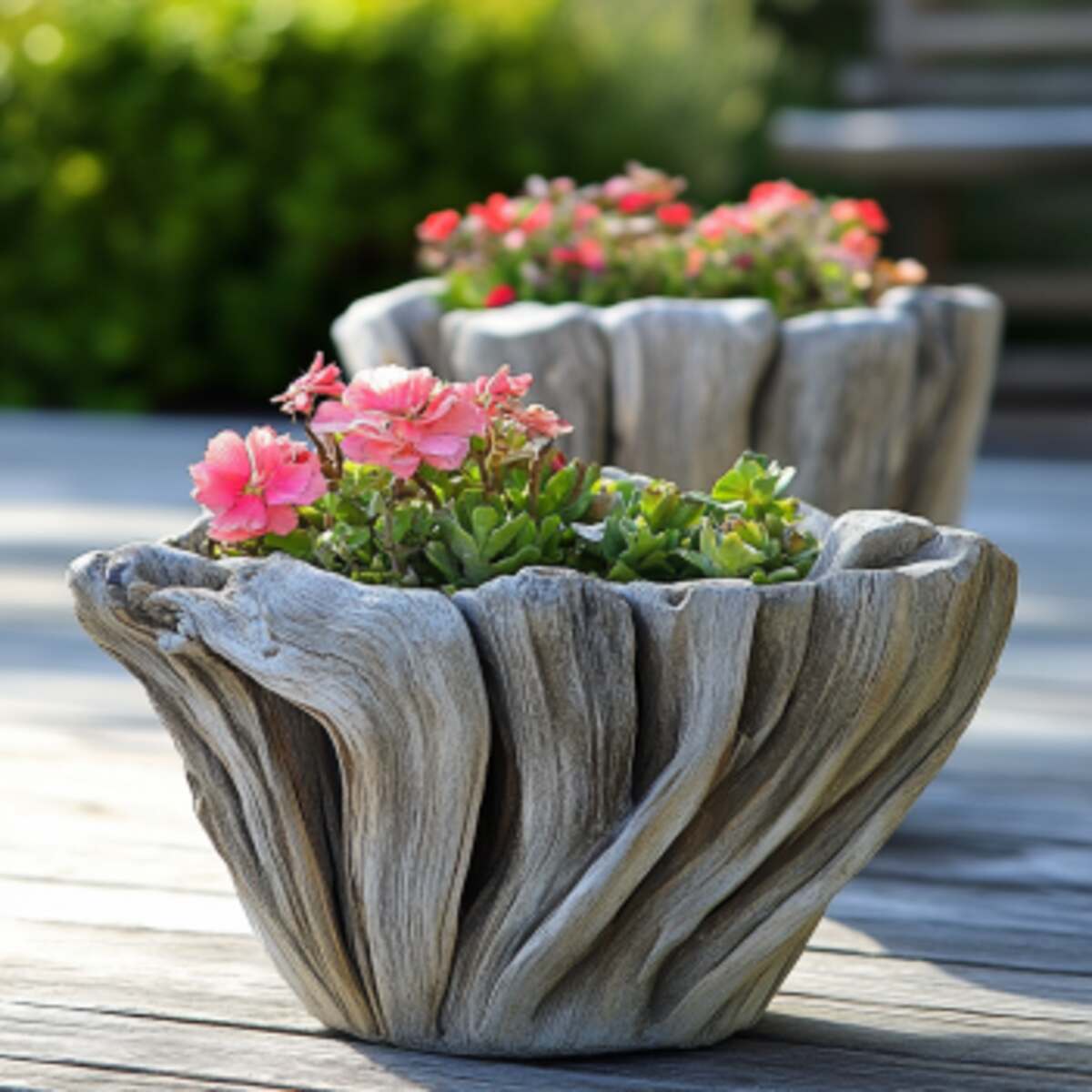 Driftwood flower pots