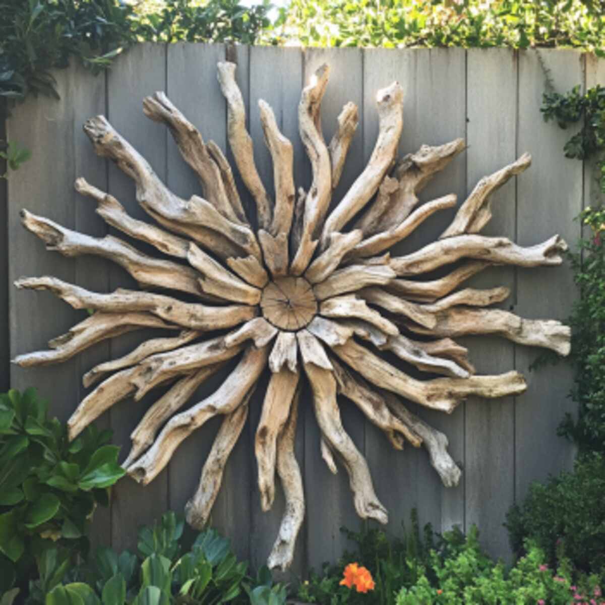 Driftwood sunburst wall art