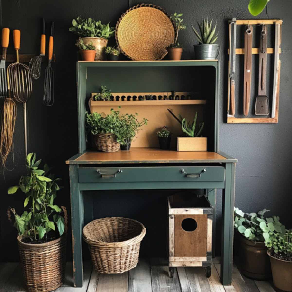 Repurposed Desk Potting Station