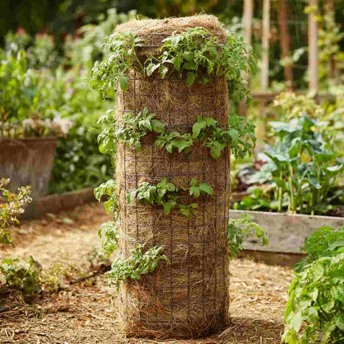 Chicken Wire and Straw Tower