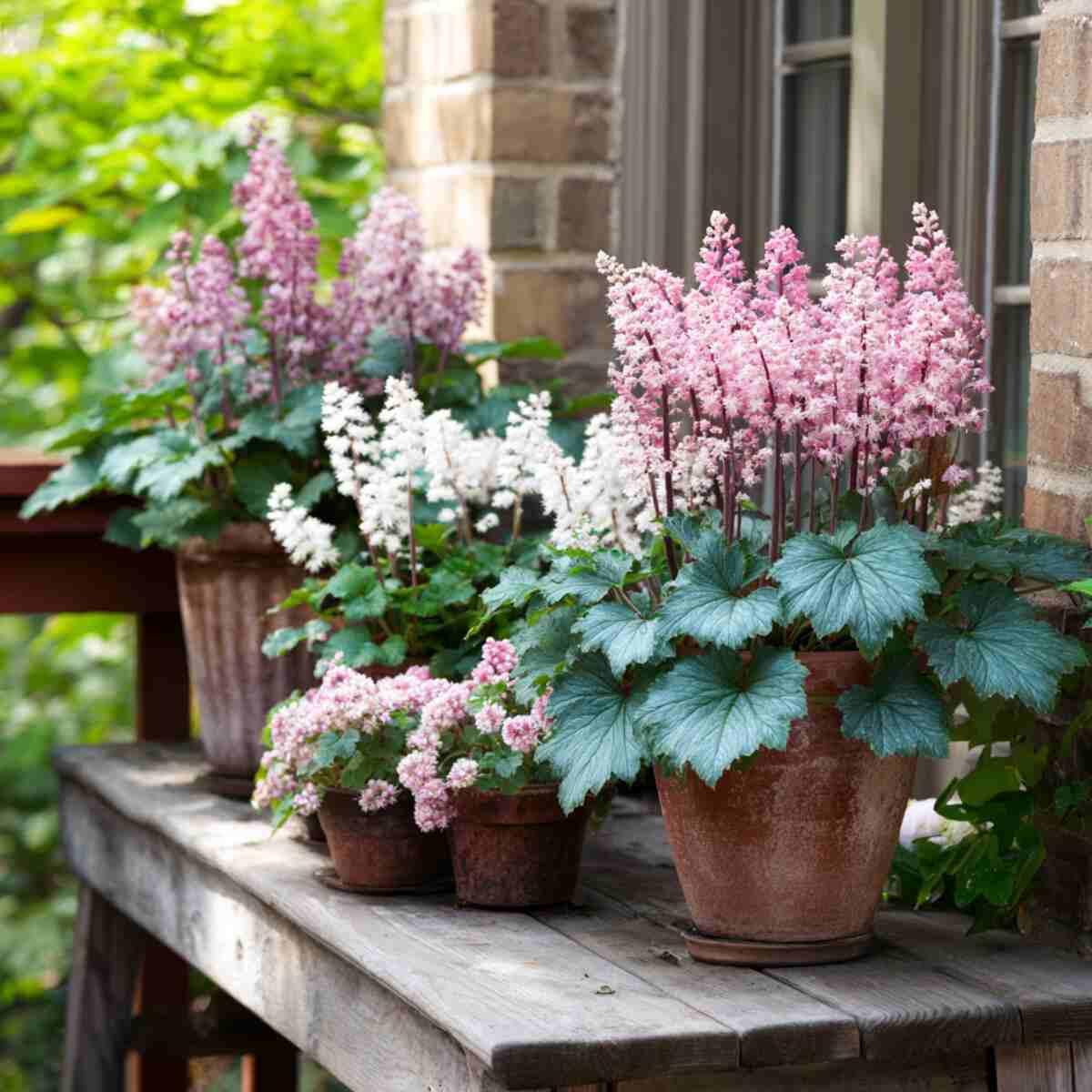 Foamflowers in Small Grouped Planters