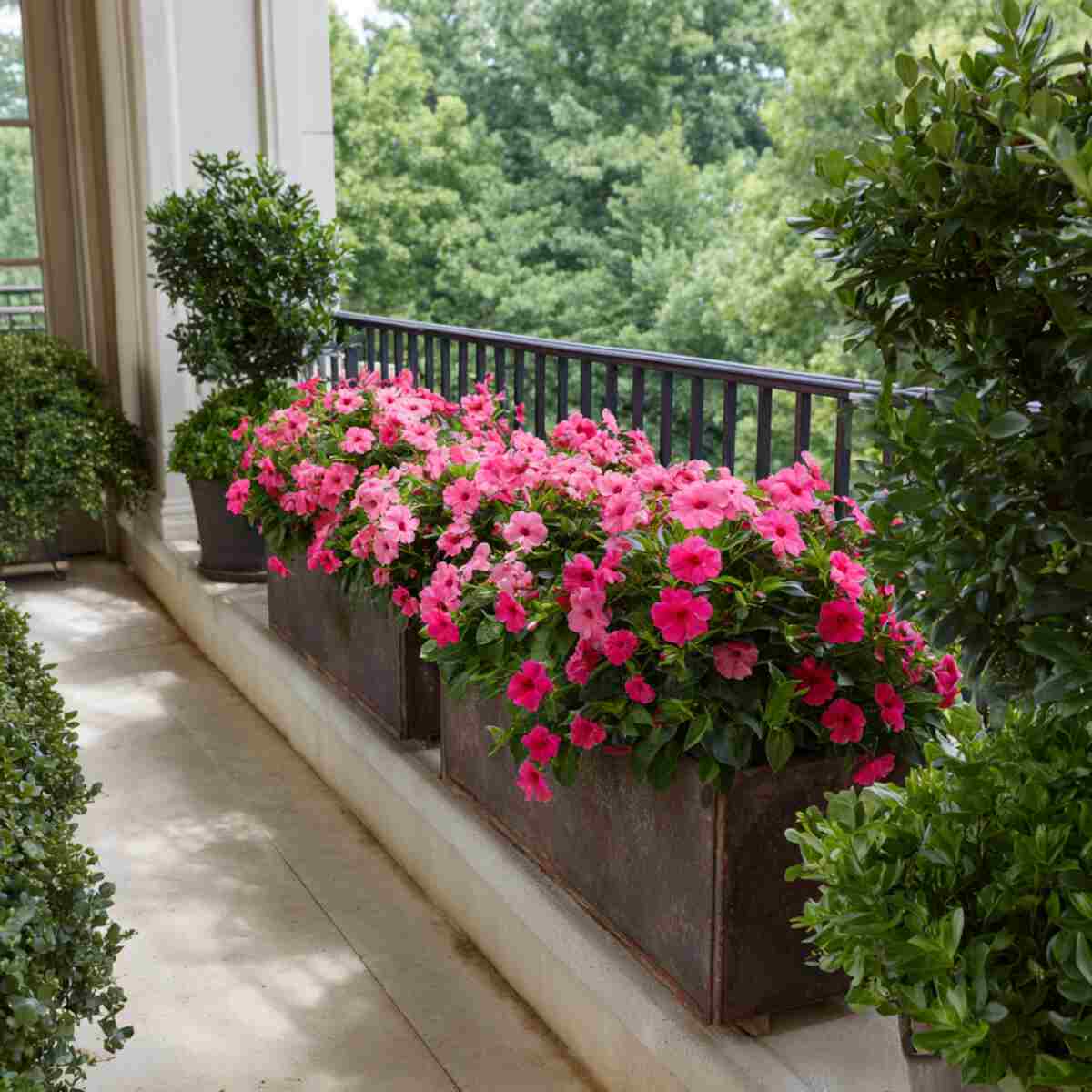 Impatiens in Rail Planters