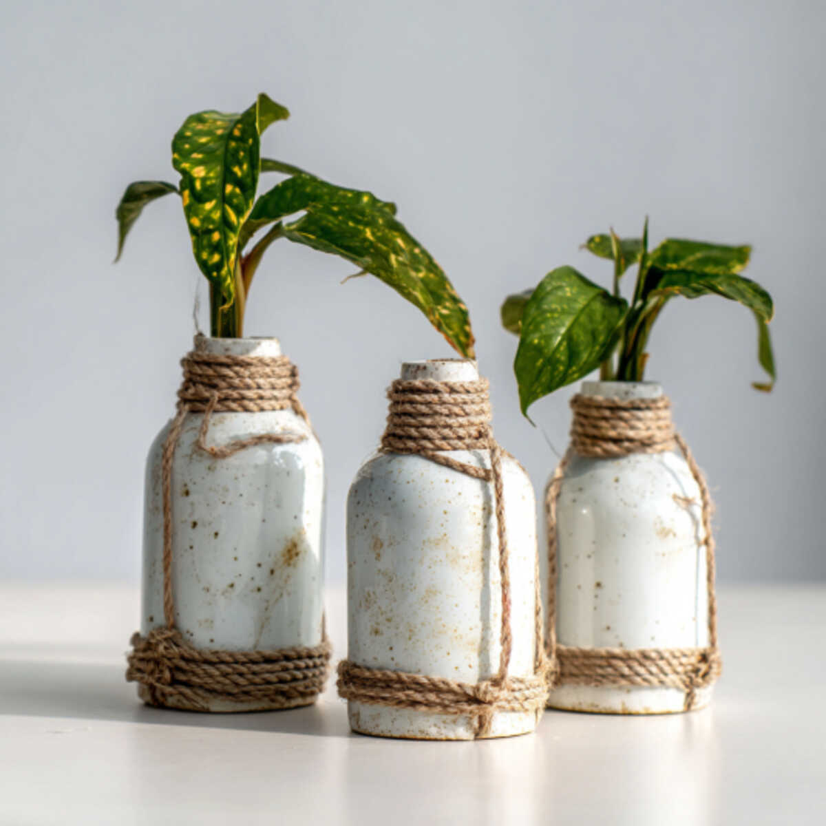 Bottle Planters with Cotton Rope Wick