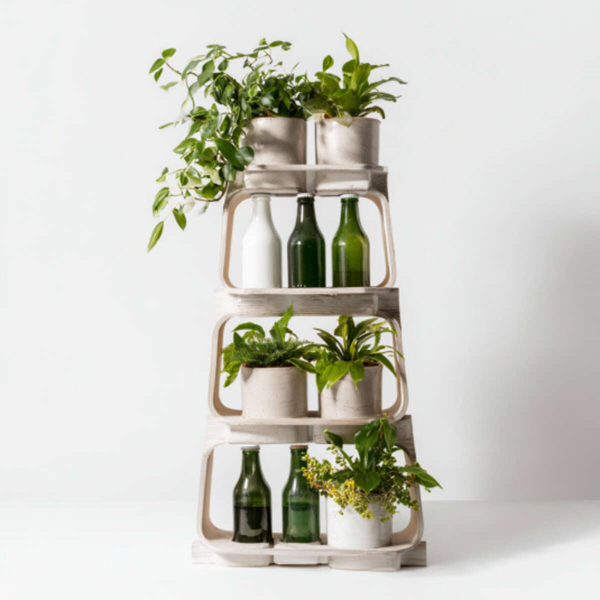 Shelf-Stacked Bottle Planters