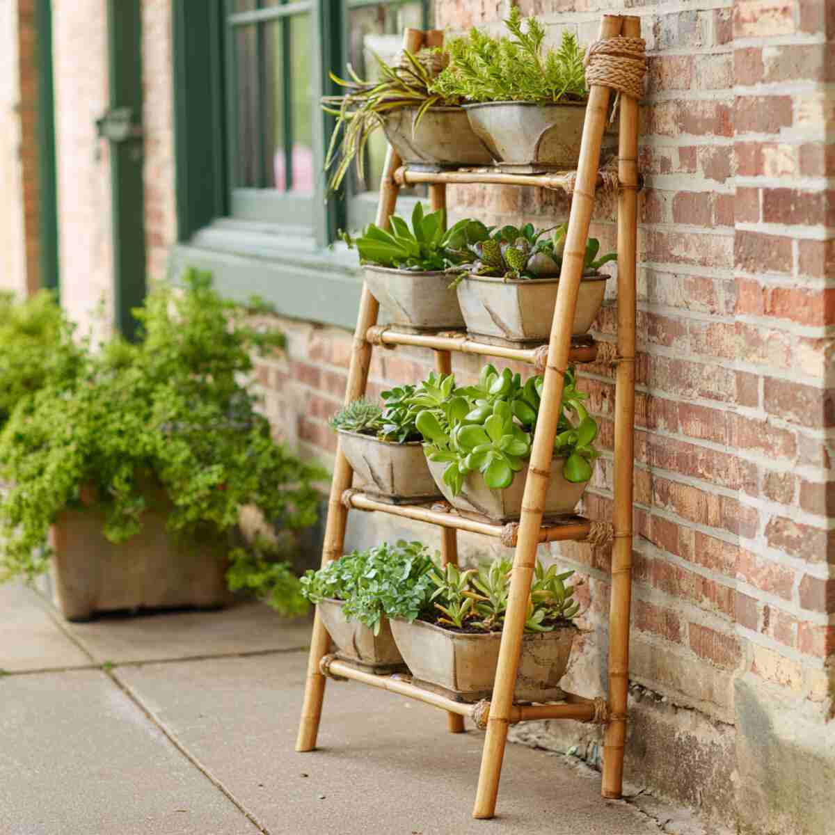 Bamboo Rope Ladder Planter