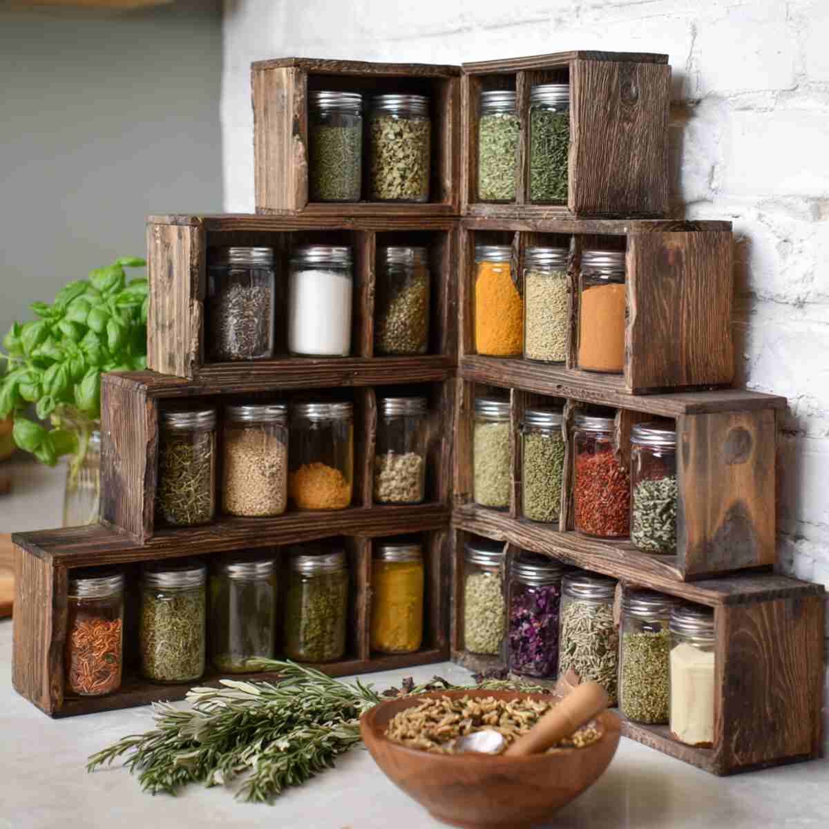 Reclaimed Wood Spice Cubbies