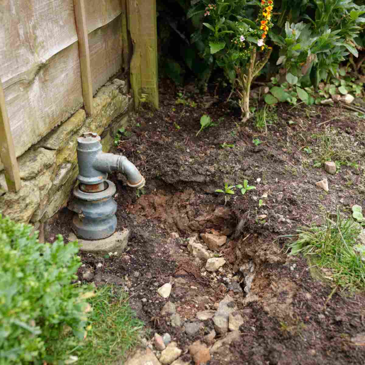 Muddy Corner Near a Garden Tap Leak