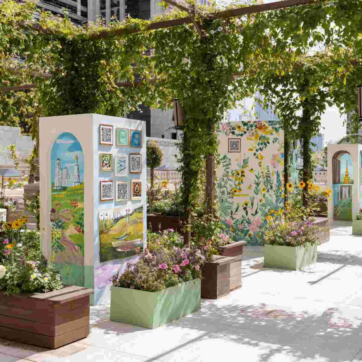 Art-Themed Garden with QR Codes for Artist Stories
