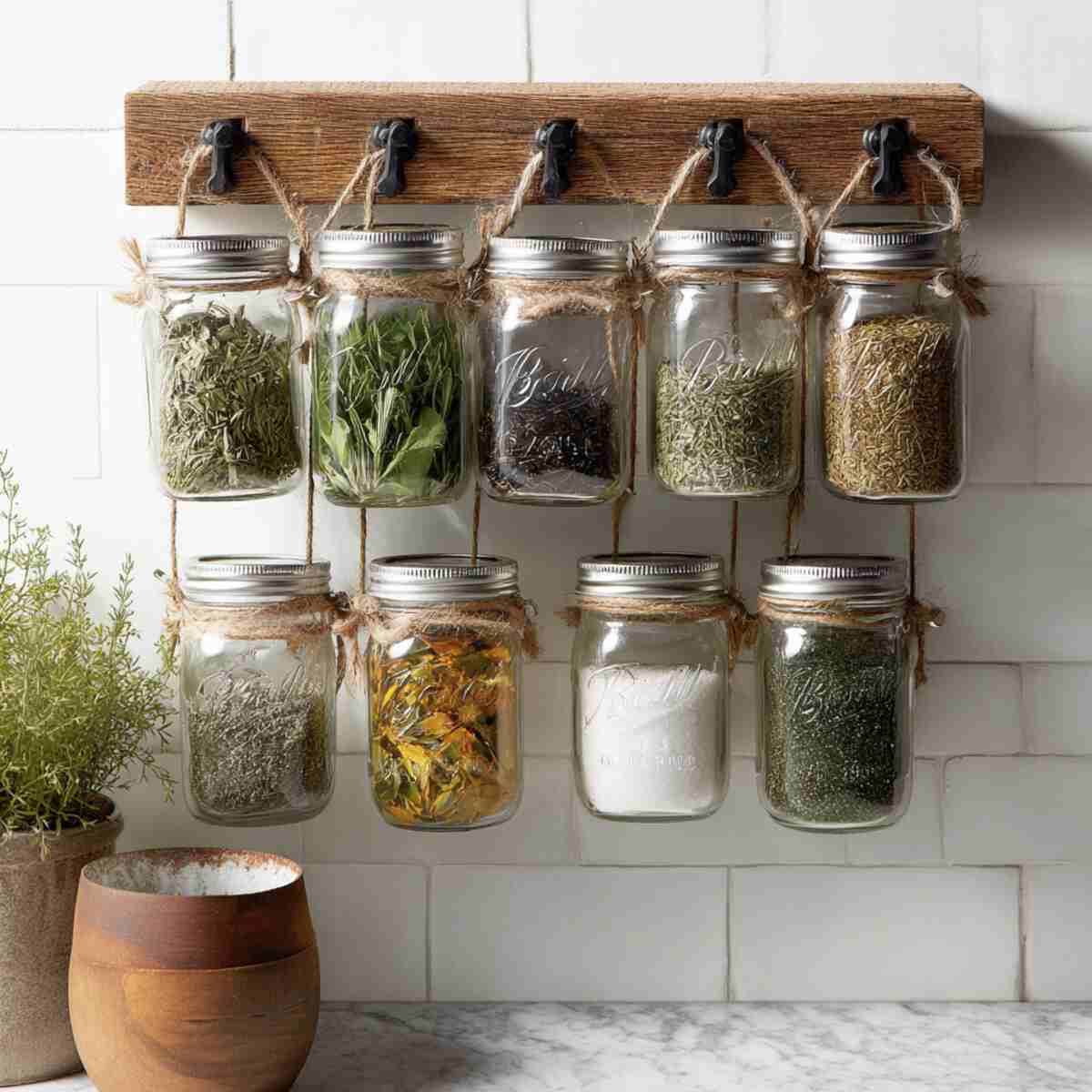 Hanging Mason Jar Organizer