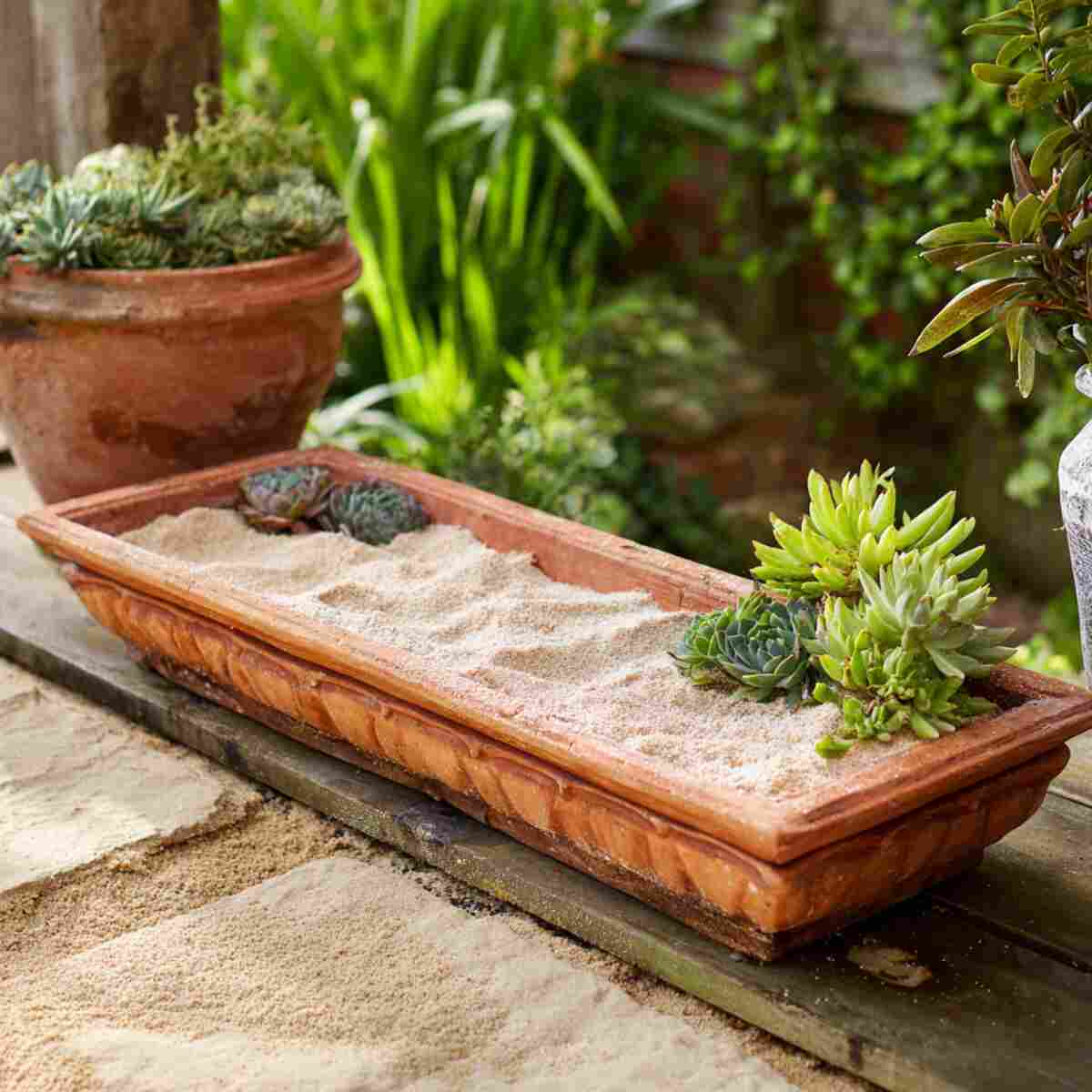 Terracotta Tray Lined with Wet Sand