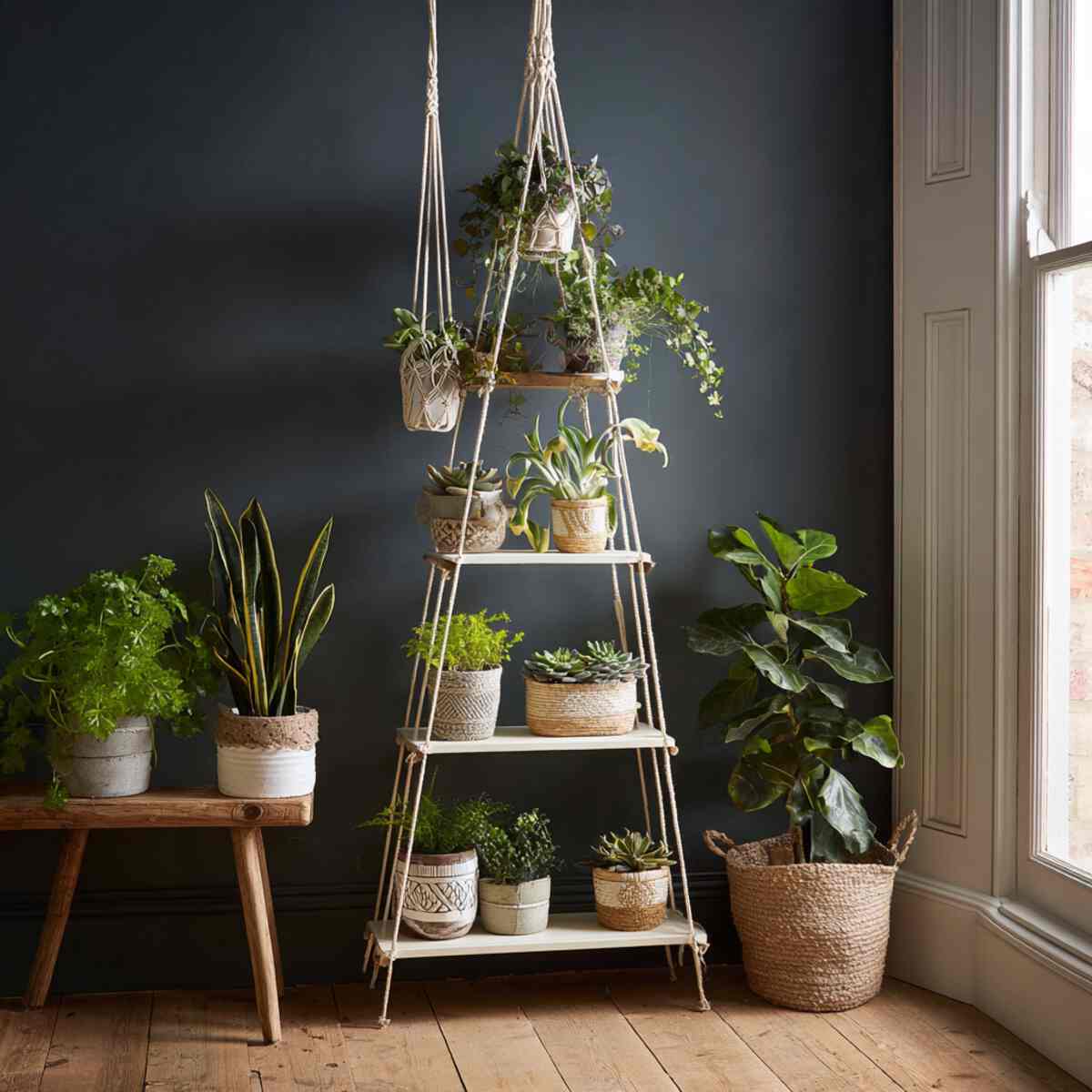 Boho Macrame Ladder Planter
