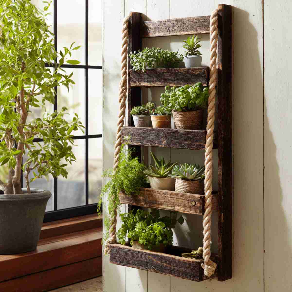 Reclaimed Wood and Rope Ladder