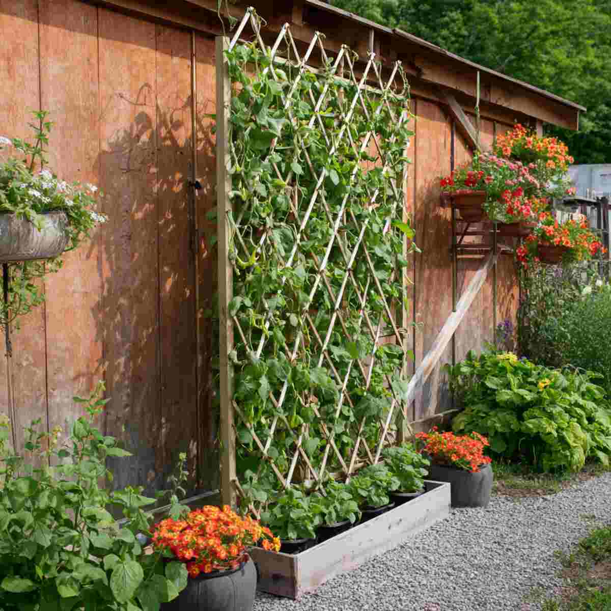 Wall-Mounted Pole Trellis
