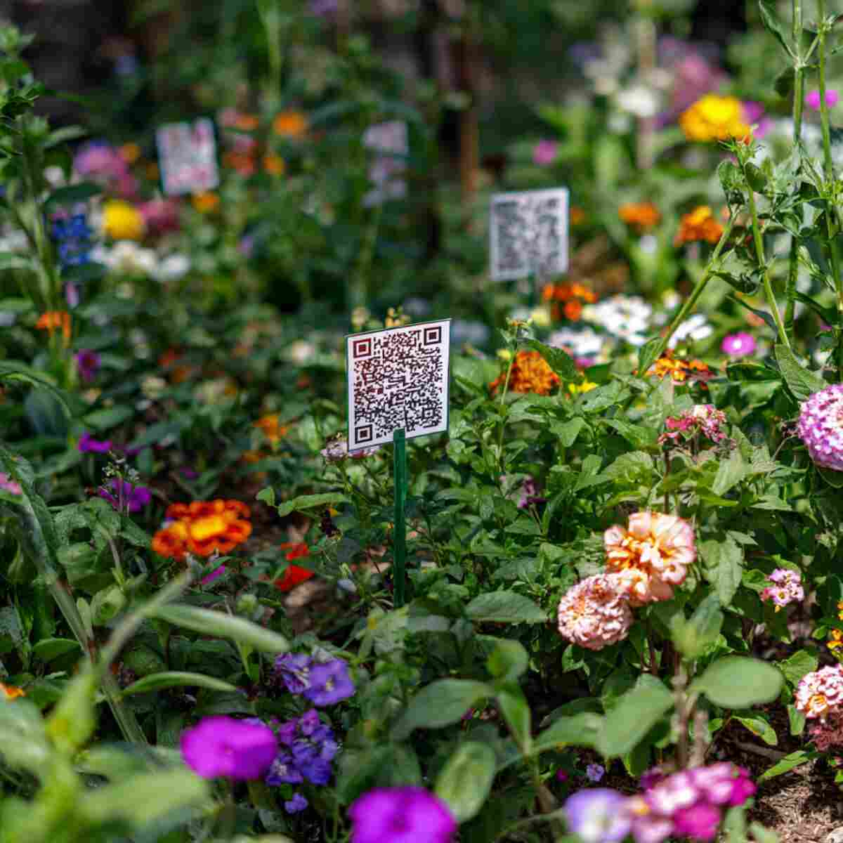 Edible Flower Garden with QR Codes for Culinary Uses