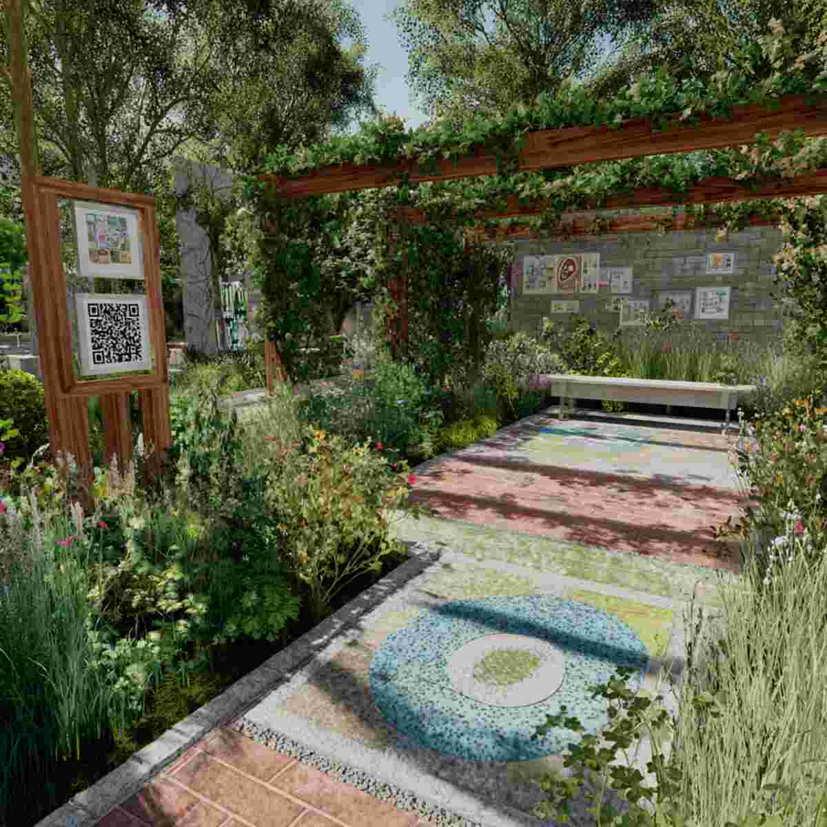 Children’s Sensory Garden with QR Codes for Fun Activities