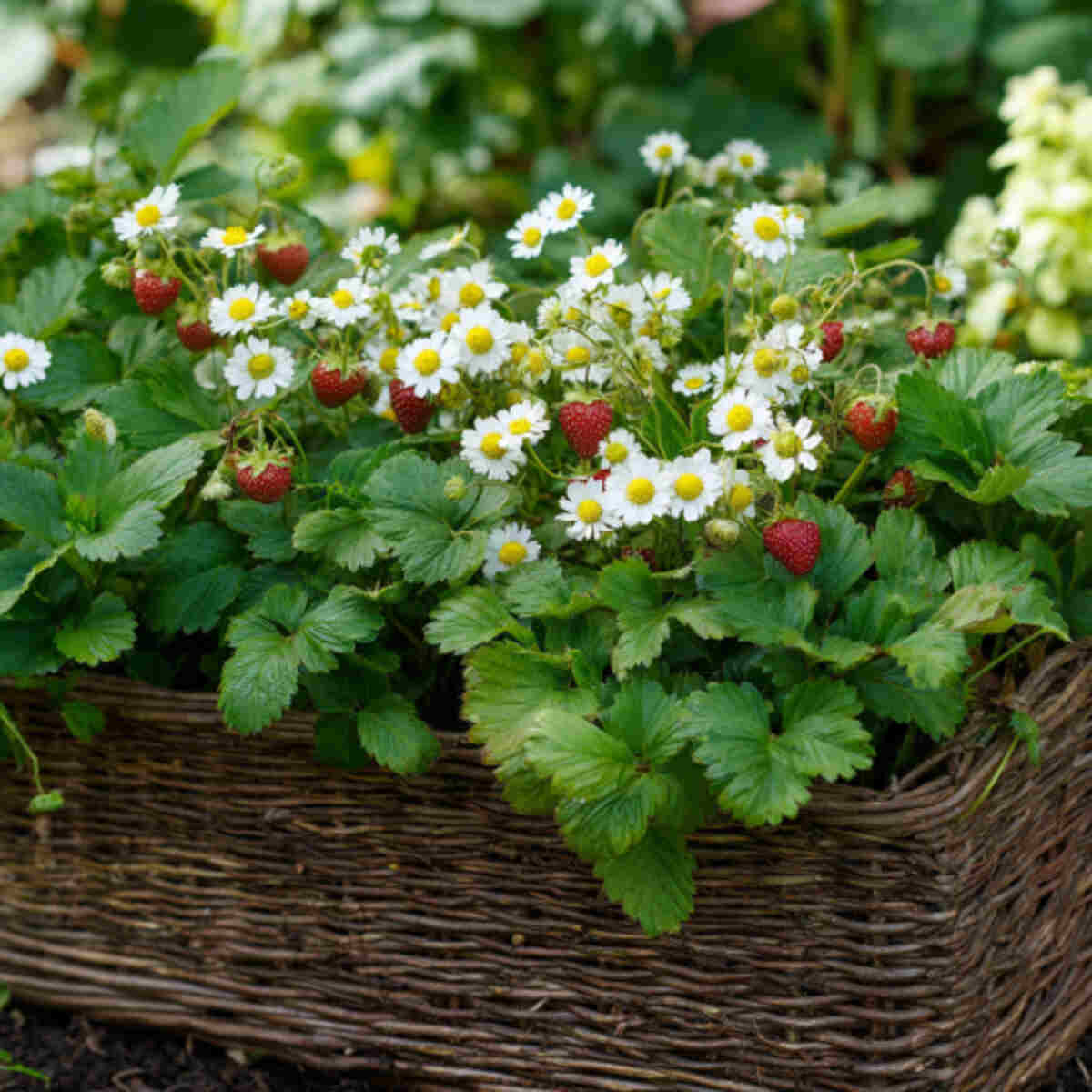 Alpine Strawberry and Chamomile Basket