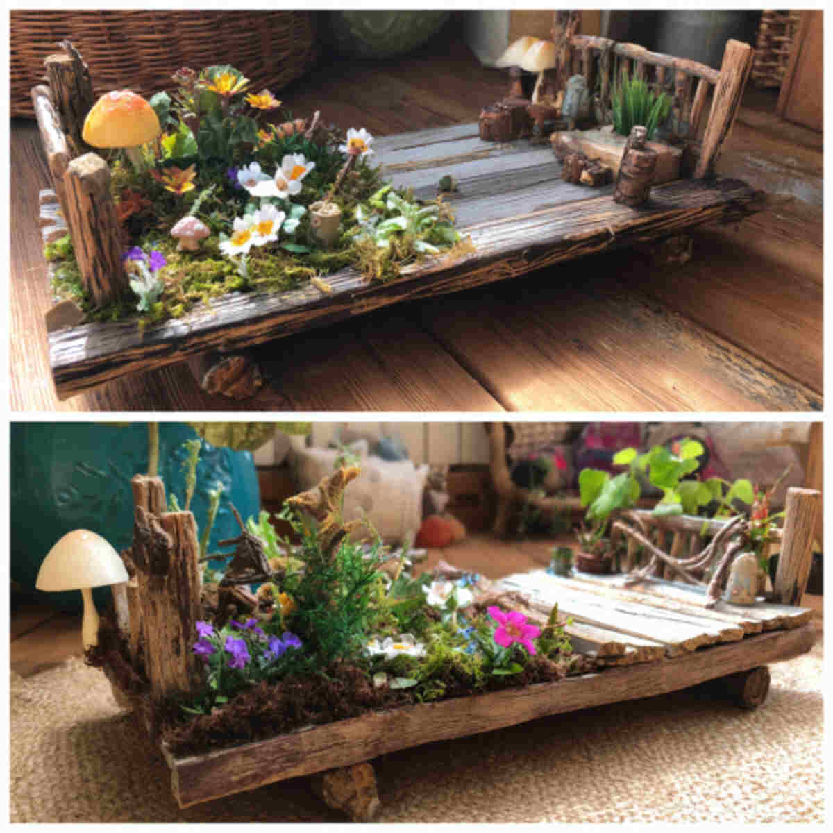 Foldable Bed Base Converted into a Fairy Garden Platform