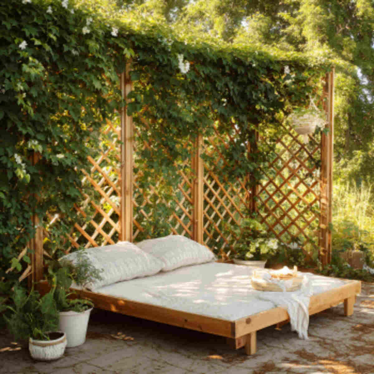Foldable Bed Frame as a Trellis for Vines