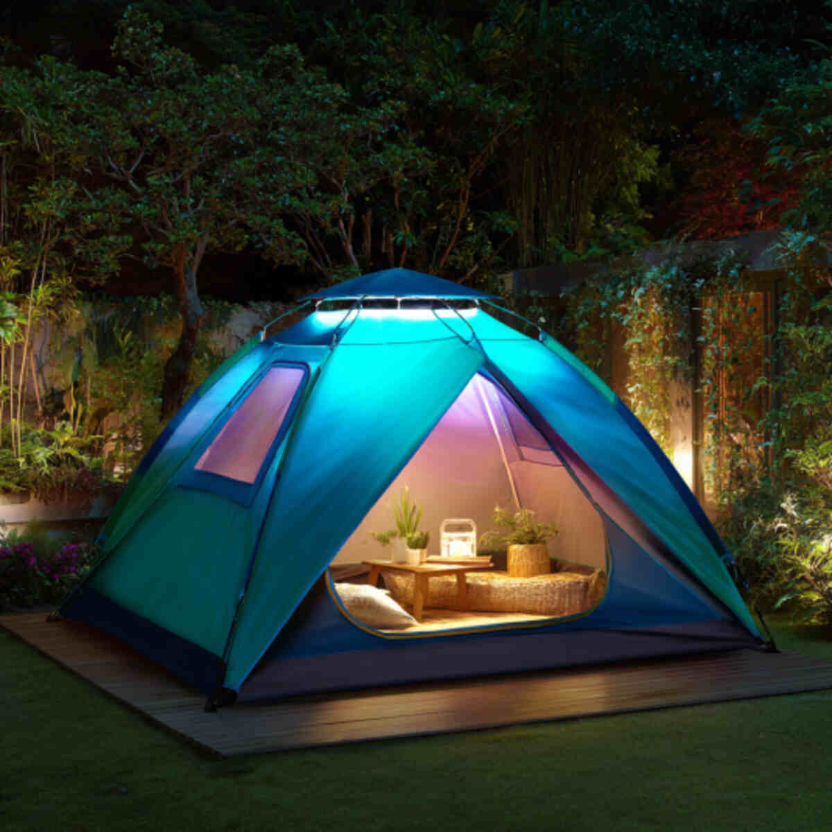 Foldable Tent with Solar-powered LED Lights