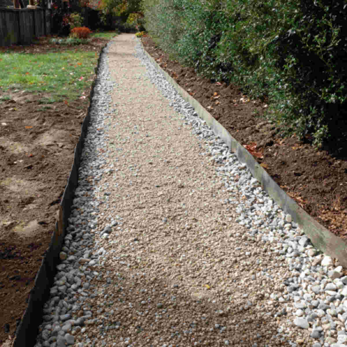 French Drain Path with Gravel Lining