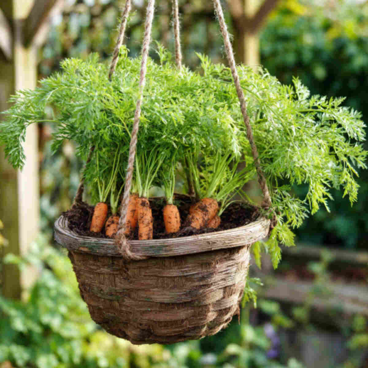 Hanging Basket of Baby Carrots and Chervil