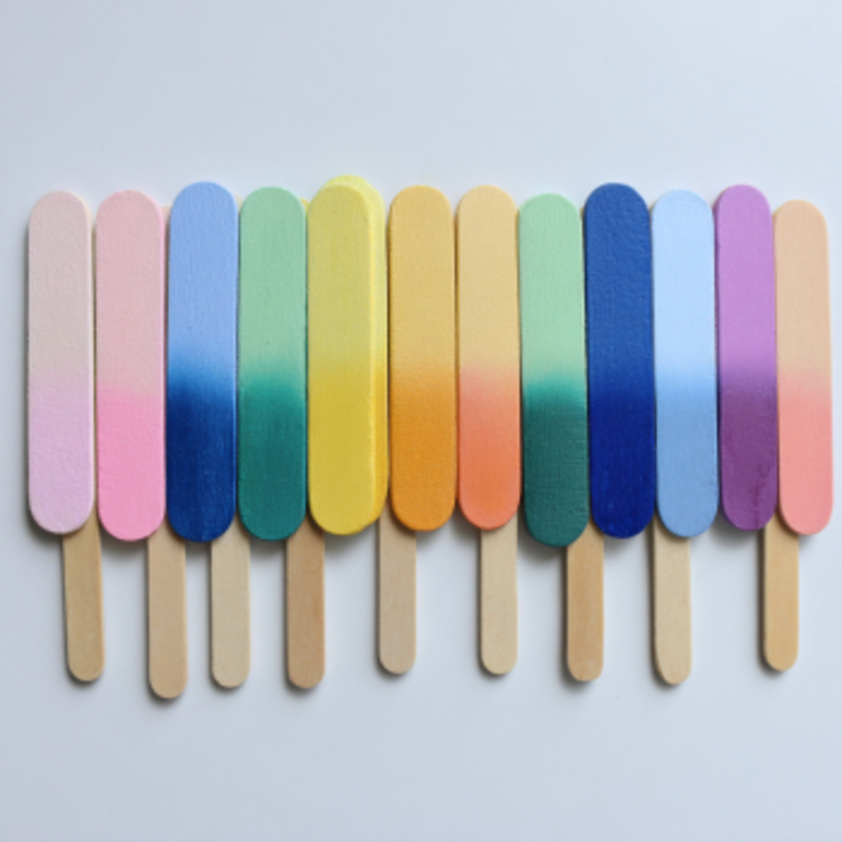 Painted Ice Cream Sticks in Gradient Hues