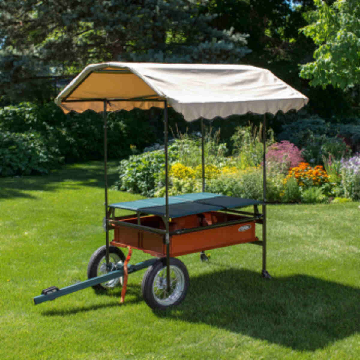 Portable Garden Cart with Shade Roof