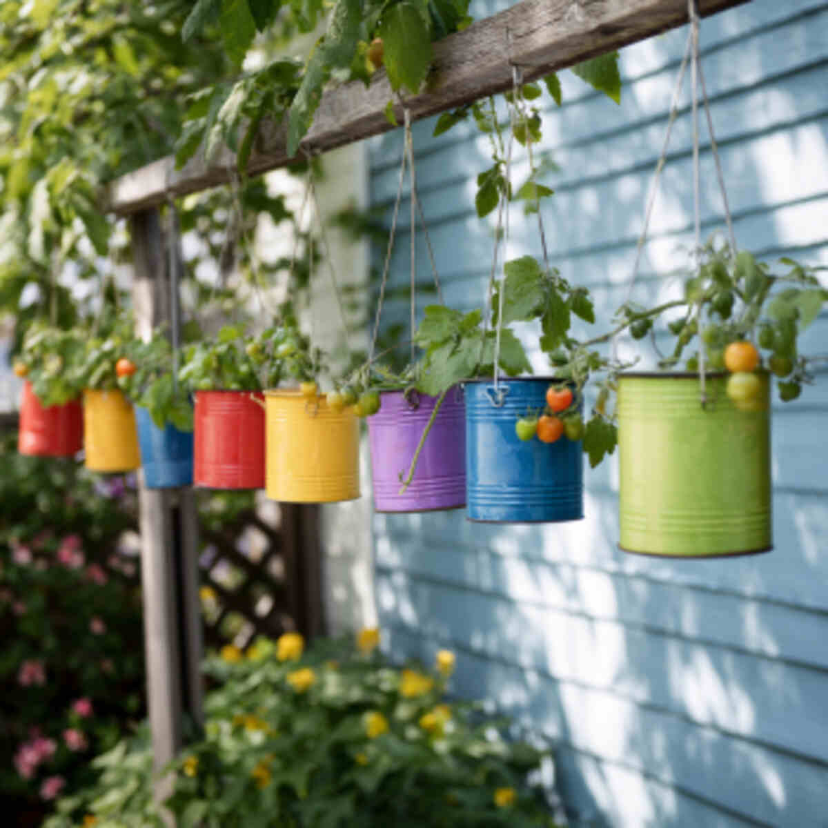 Recycled Paint Can Hanging Pot