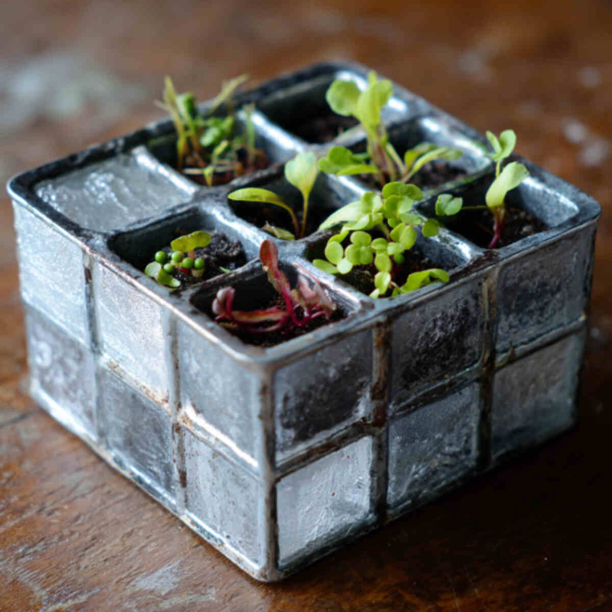 Upcycled Metal Ice Cube Mold Planter