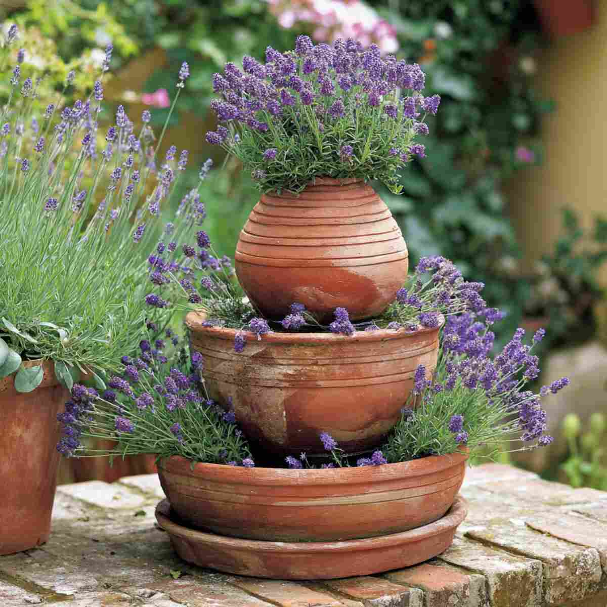 Aromatic Lavender Clay Pot Tower