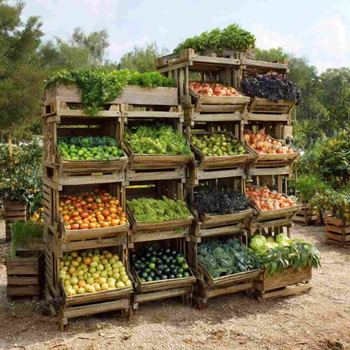 Reusable Produce Crate Stack