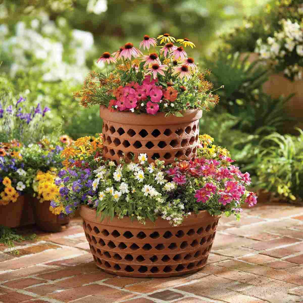 Seasonal Blooms Clay Pot Cooling Tower