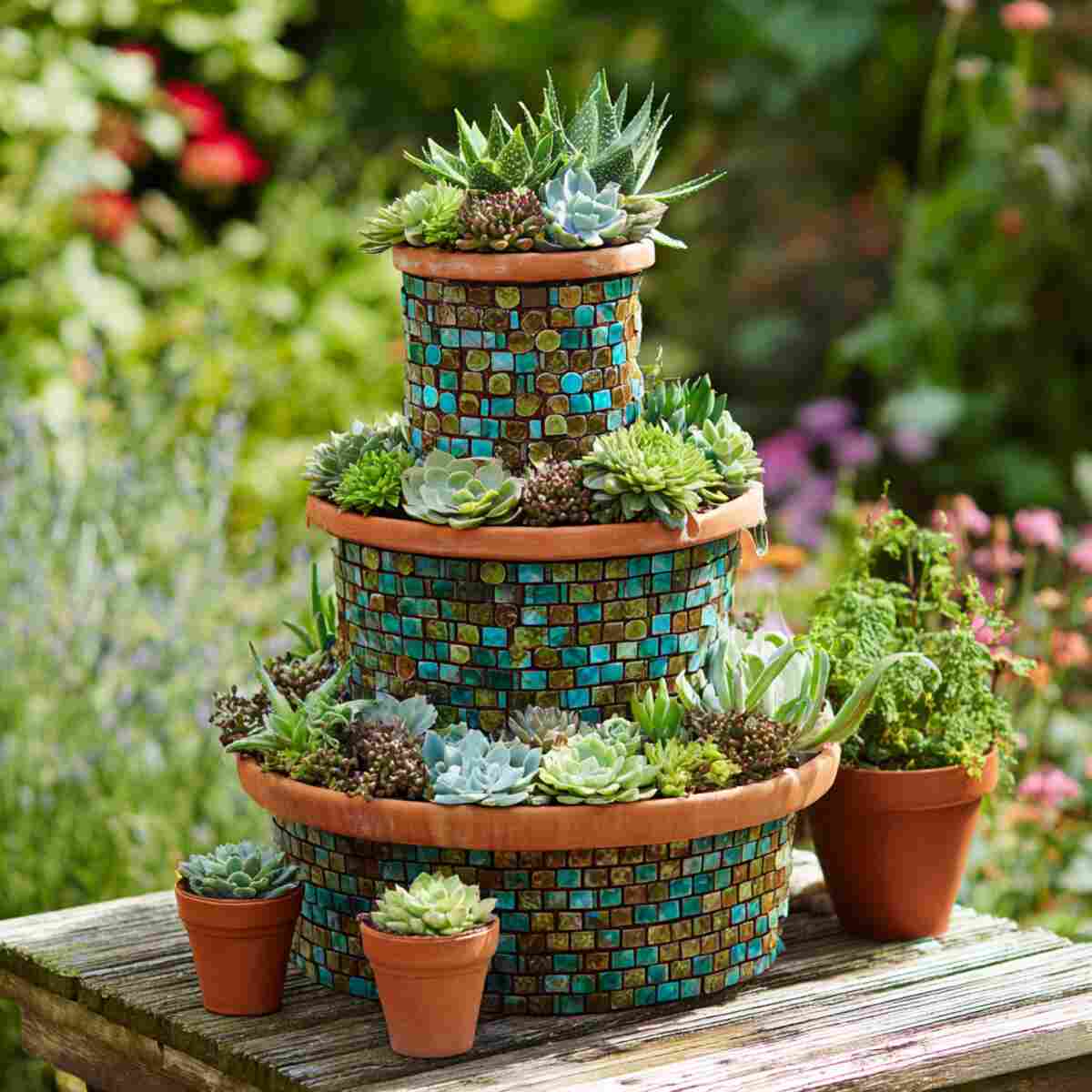 Decorative Mosaic Clay Pot Cooling Tower
