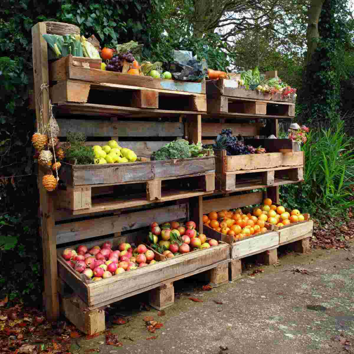 Upcycled Pallet Produce Display