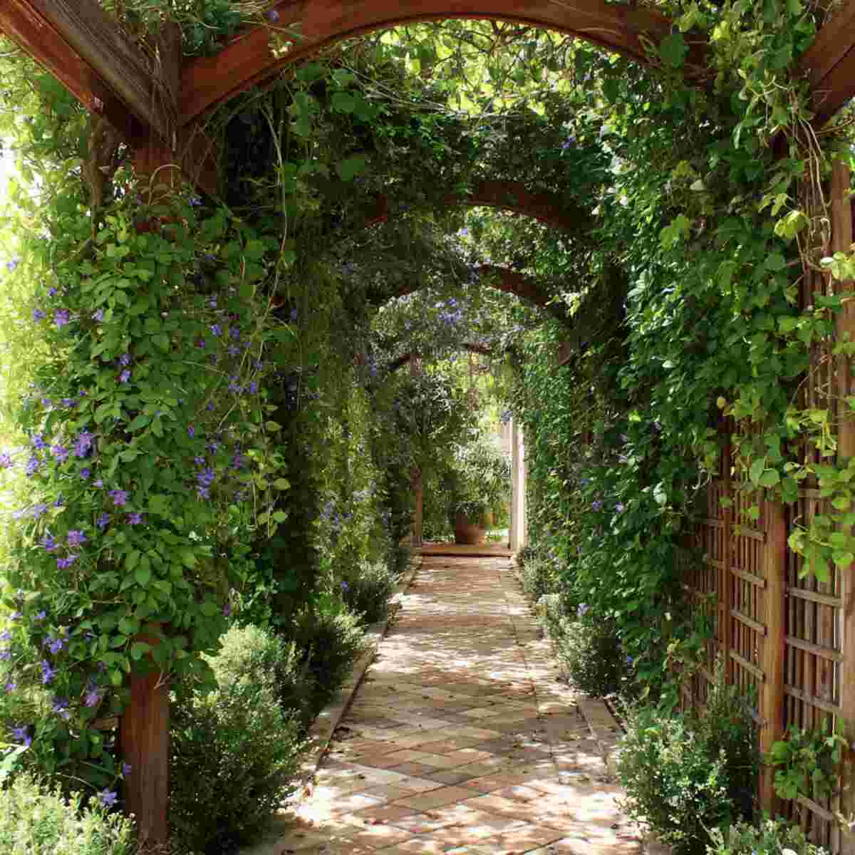 Arched Pergola with Passionflower Vines