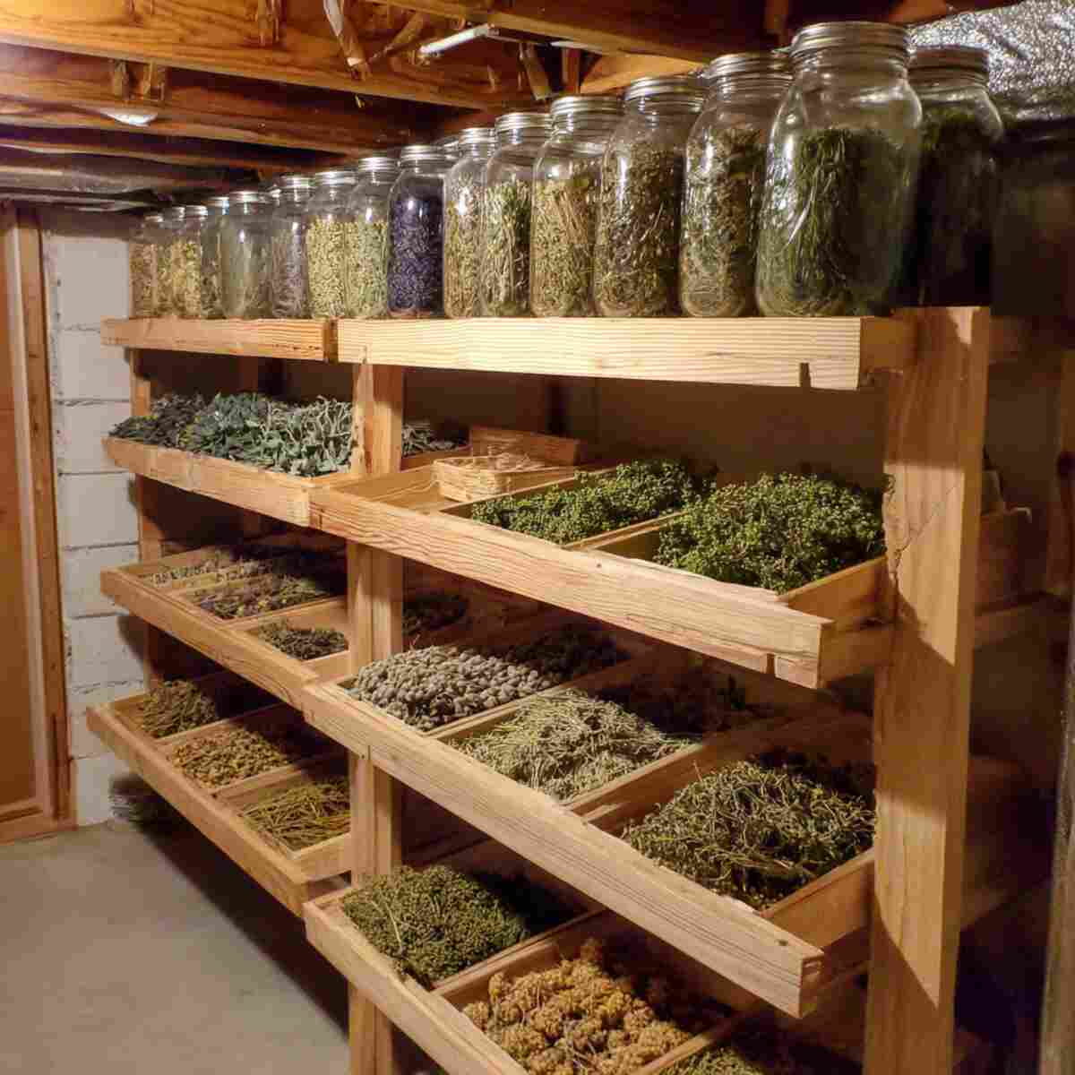 Zero-Waste Herb Drying Shelves
