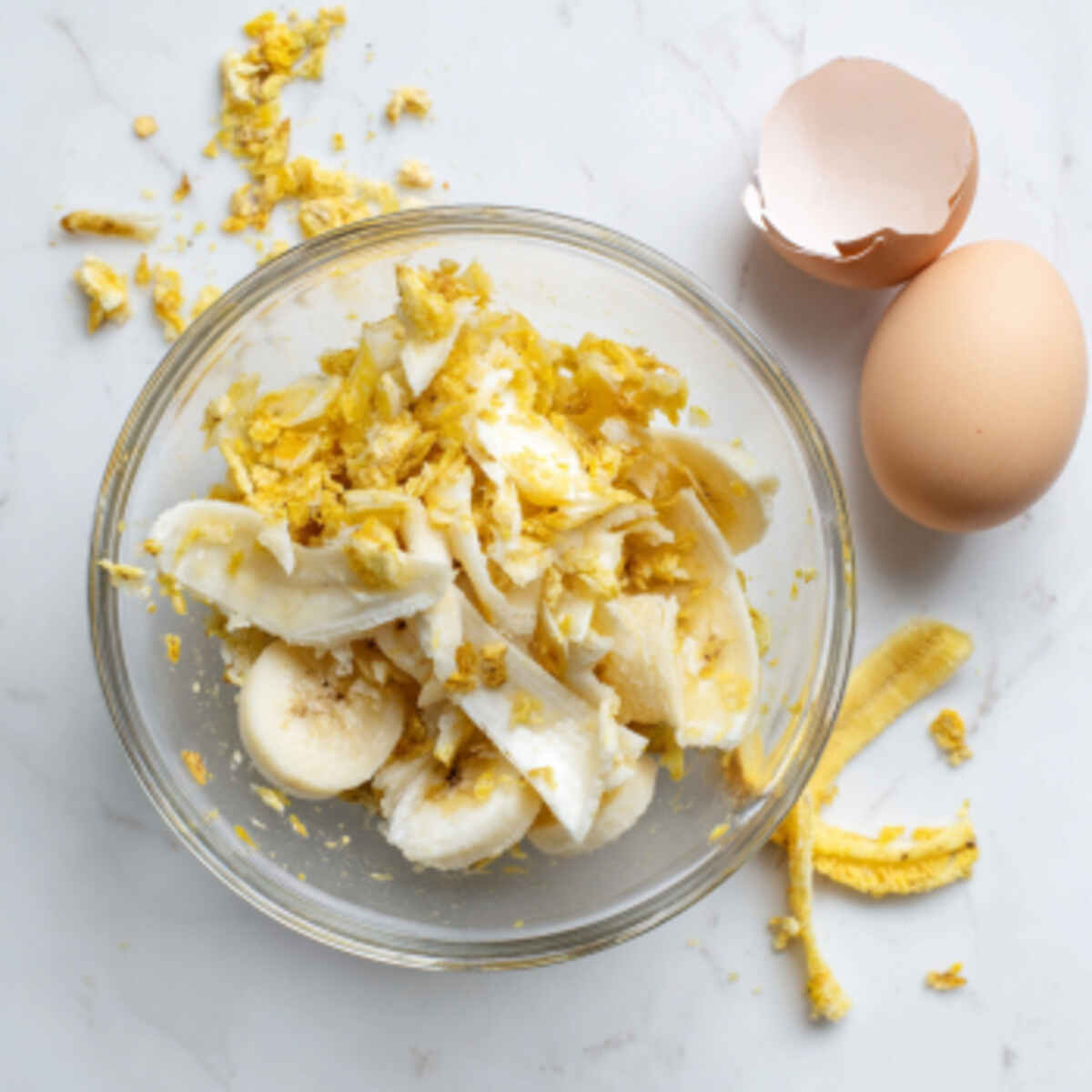 Banana peel and eggshell mix