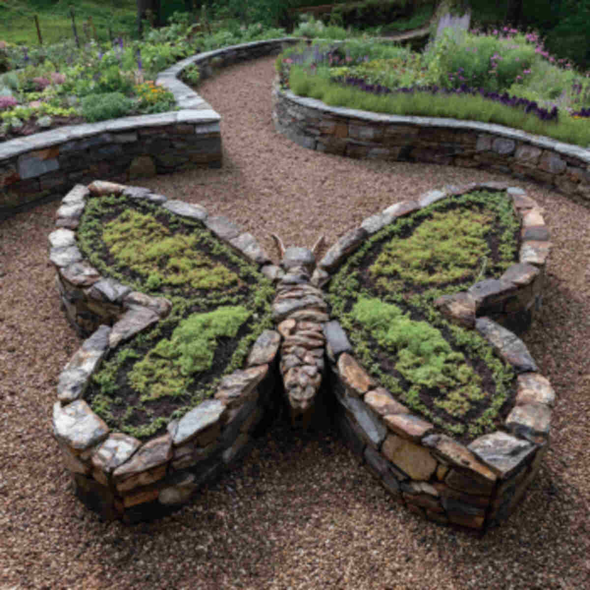 Butterfly-shaped raised bed with