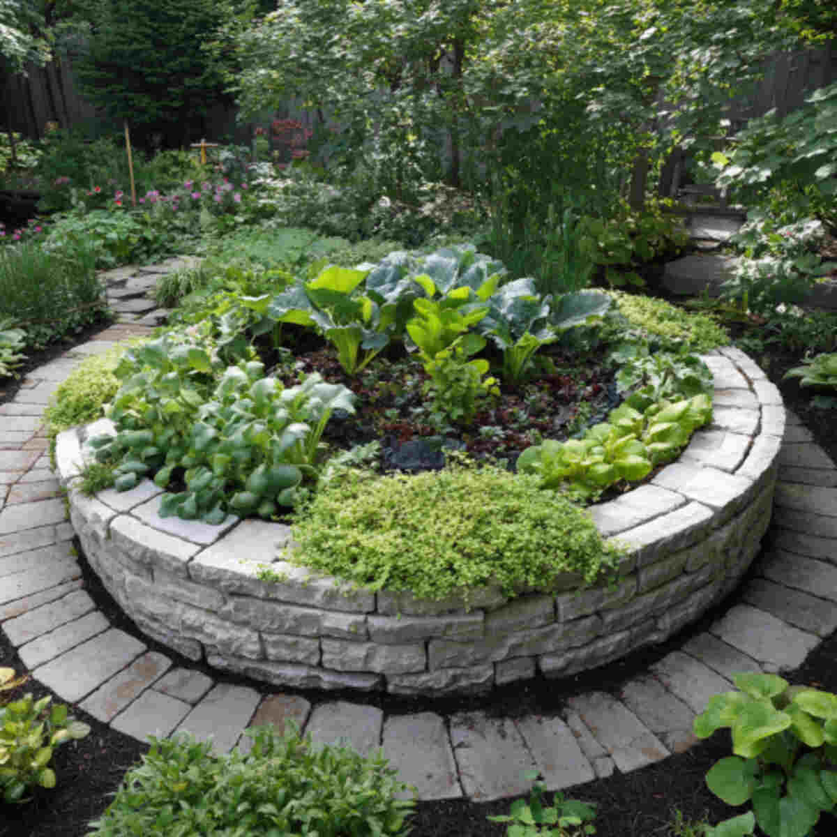 Circular raised garden bed