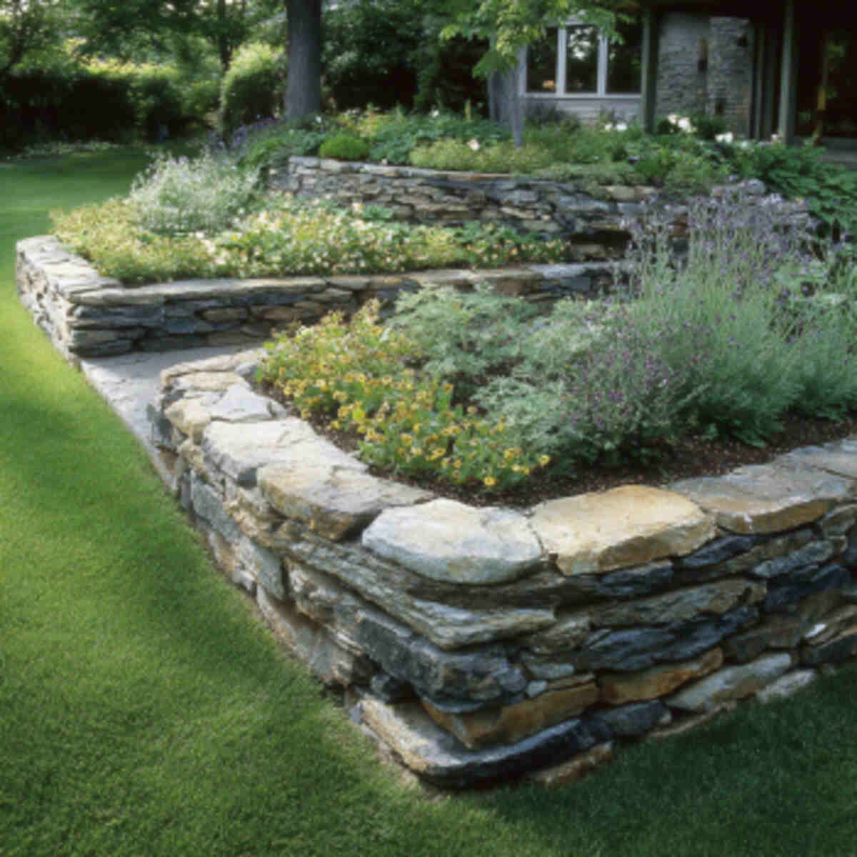 Corner raised stone bed