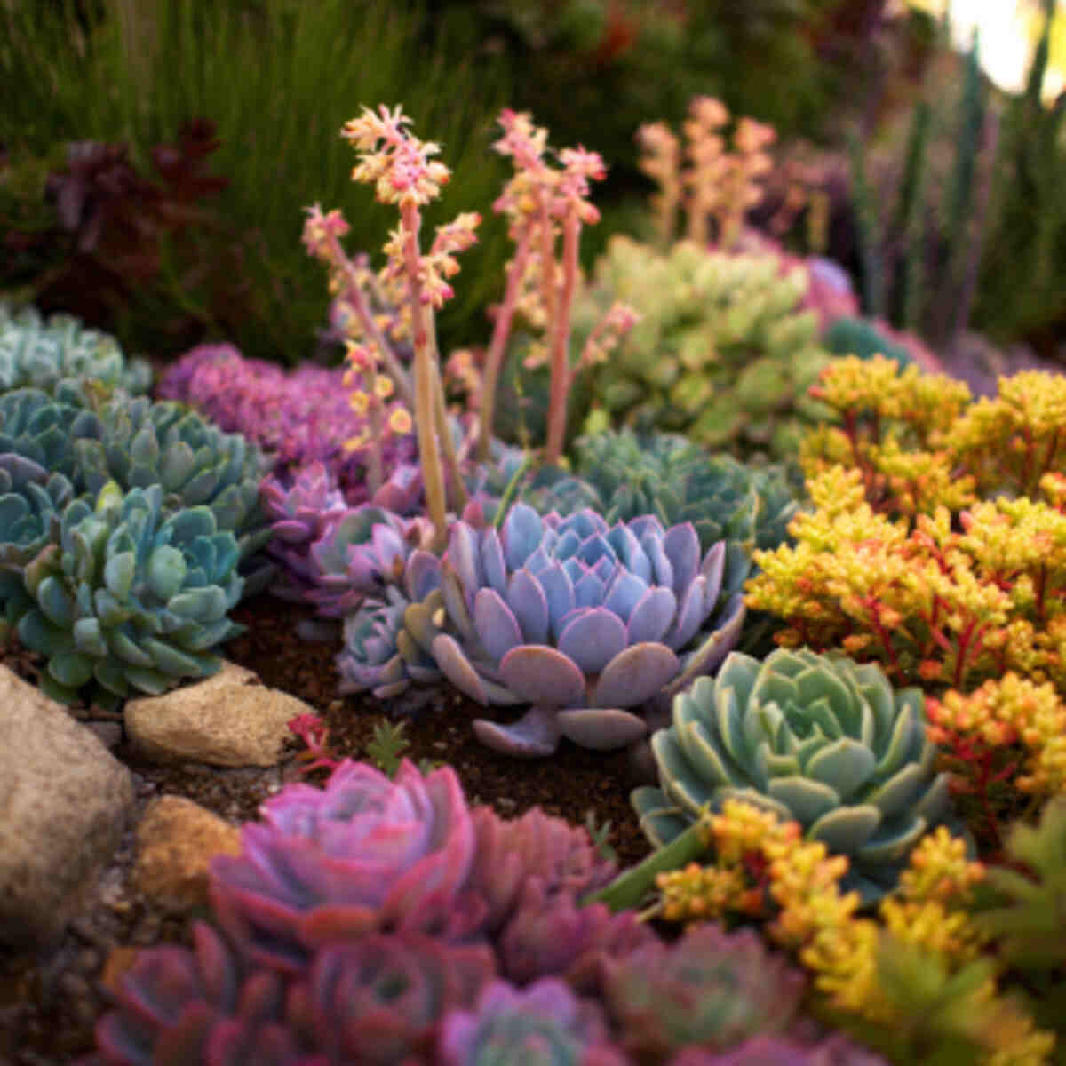 Succulent Garden with Bloom Times