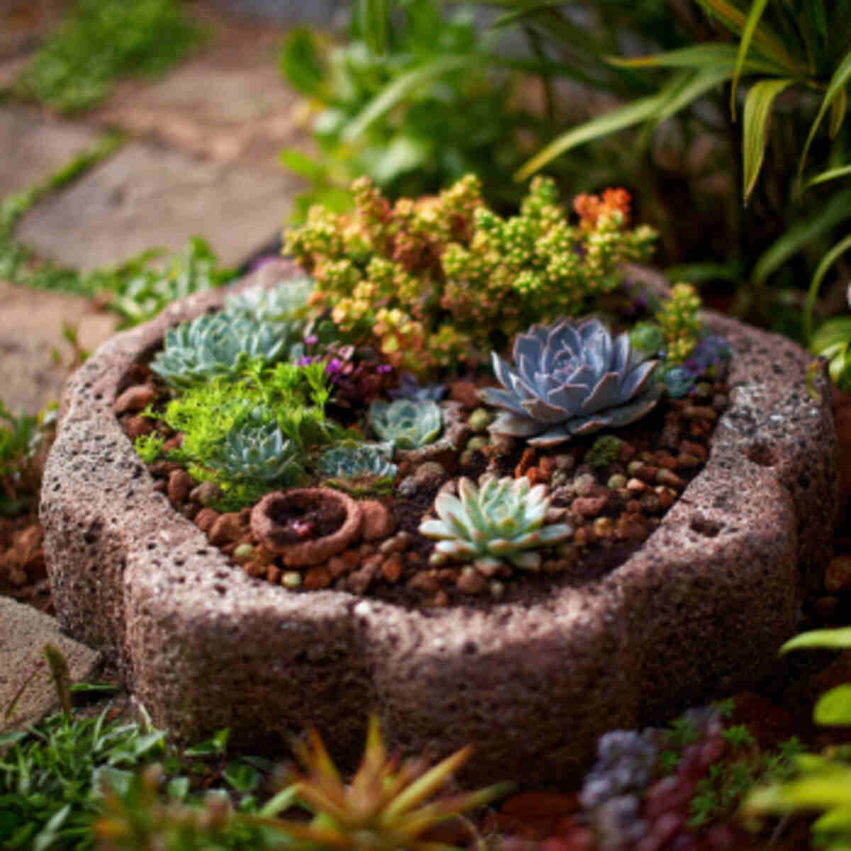 Succulent Rock Garden with Mini 