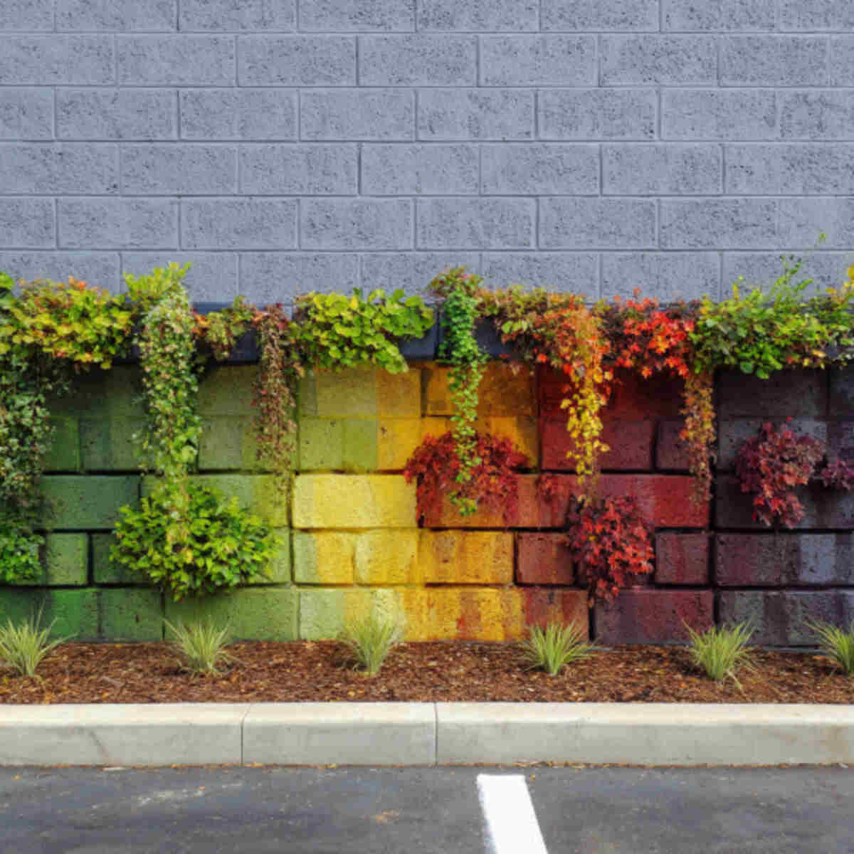 Vertical Wall with Color Block Planting