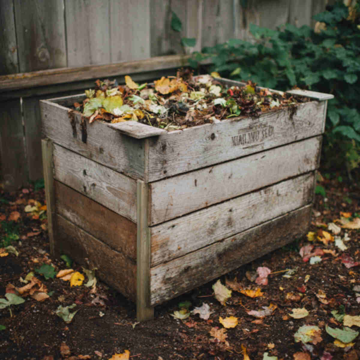 Wooden fruit basket compost bin 